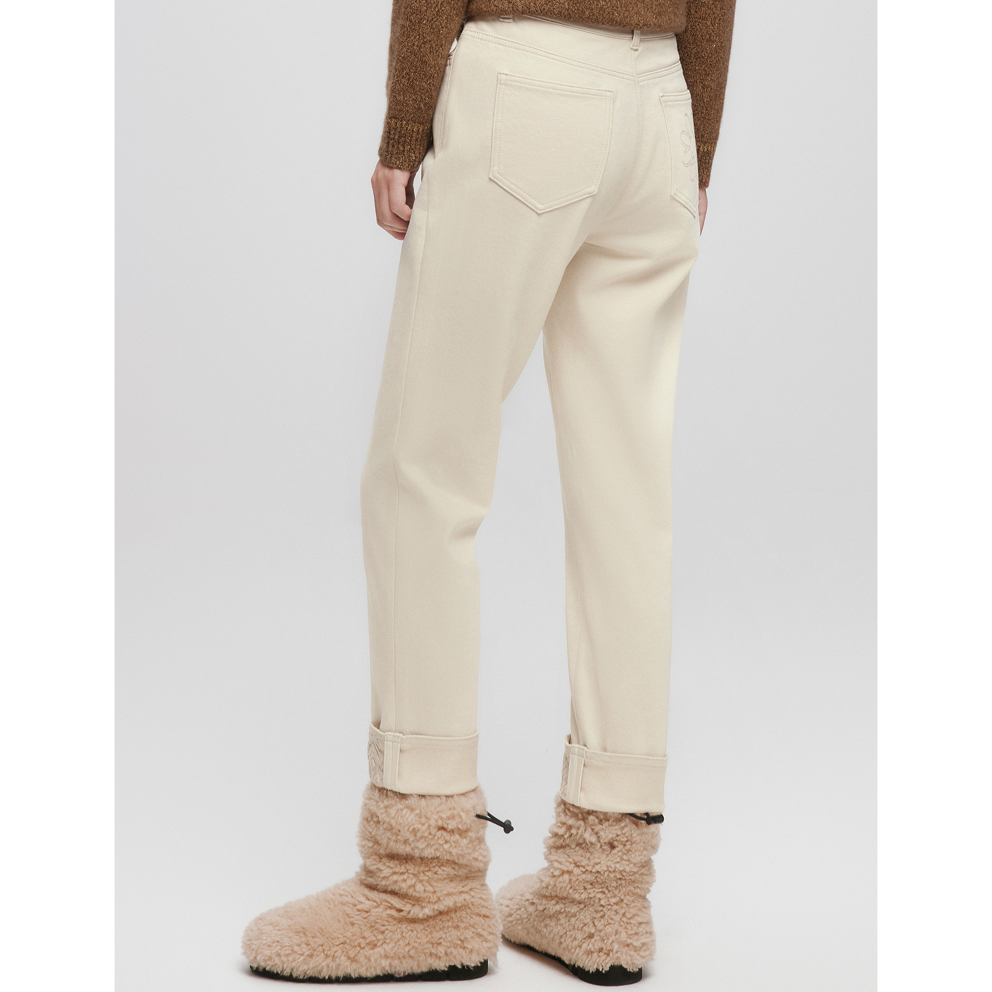 【新疆长绒棉】ELSEWHERE珂思商场同款翻边烟管牛仔裤2025冬新款 - 图1