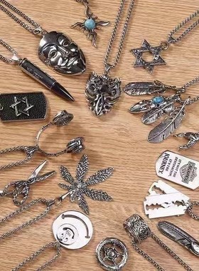 Men women titanium steel necklace Cuban pendant necklace项链