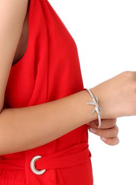 欧美蝴蝶结合金满钻复古手镯