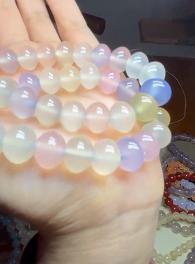 纯天然原色无优化玛瑙算盘珠手串多宝珠无暇11-12直径6mm厚巴西料