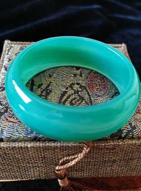 阜新风碧绿色加宽水晶半宝石手镯