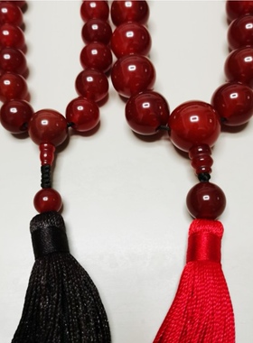 [开运]三通佛头款手捻阜新天然红玛瑙十八子手持18粒清宫念珠佛珠