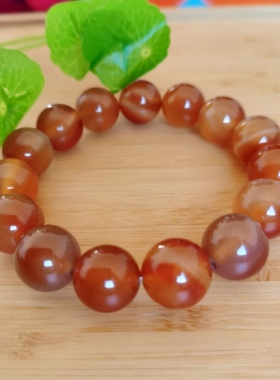 天然无优化原色红玛瑙橘红玛瑙手串转运珠本命年新年礼物14直径