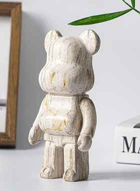 木化石暴力熊摆件家居装饰品客厅玄关电视柜办公室桌面创意摆件