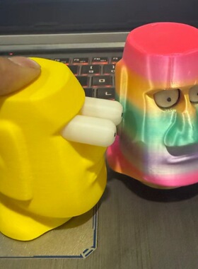 3D打印按压弹出瞪眼石像摆件