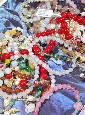 新中式天然石珍珠森女风水晶海蓝宝手串手链新款小清新学生闺蜜