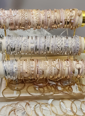 现货时尚简约厚金保色轻奢风镶钻锆石手镯气质女设计款手饰