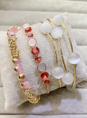 猫眼石电镀手饰真金小众设计感