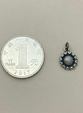 纯银做旧向日葵吊坠挂件diy水晶手链手工饰品项链挂饰配件