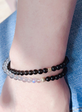 VerGem原创天然黑曜石灰月光石