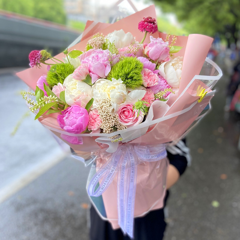 杭州鲜花速递同城玫瑰花芍药绣球混搭花束爱人闺蜜女友生日订花店