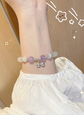 水晶手链女白色猫眼石灰月光气质