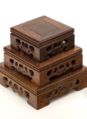 鸡翅木摆件底座正方印章适用