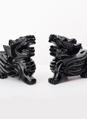 玉石黑色玉石貔貅摆件一对客厅酒柜电视柜玄关装饰品乔迁开业礼品