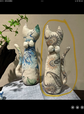 棉麻布艺猫咪布偶摆件卡通