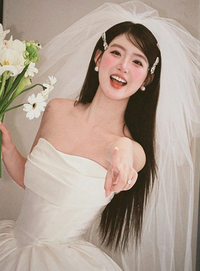 头纱新娘主婚纱长款简约素纱