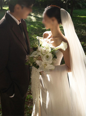 超仙简约长款头纱新娘主婚纱拖尾