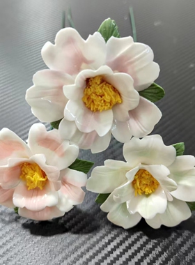 陶瓷渐变双色牡丹花景德镇手工仿真花摆件节日送礼居家创意花束