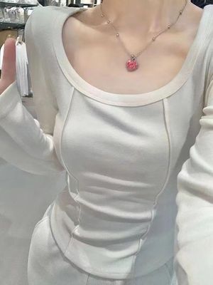 95%棉！婴儿绒鱼骨弧边长袖