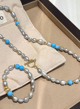 复古天然巴洛克珍珠碎银子项链女