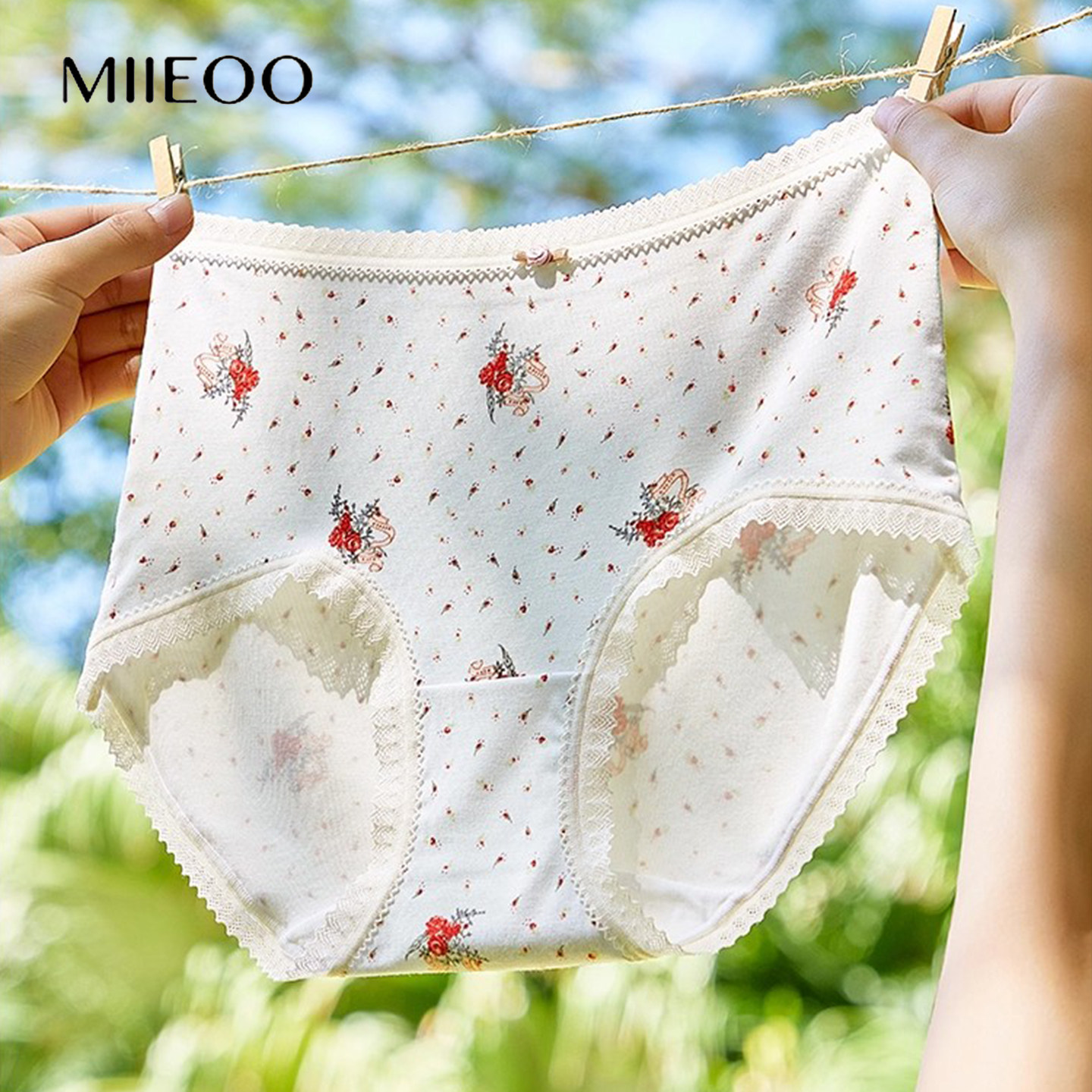 秘语内裤女中高腰无痕包臀蕾丝边透气薄款抗菌2026新款印花平角裤,淘宝优惠券,粉丝福利购,淘宝优惠卷