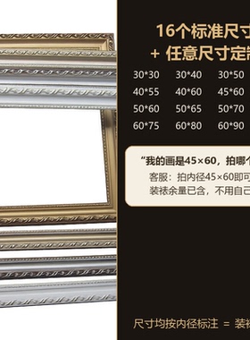 相框画框定做婚纱海报写真素描 欧式实木油画框装裱装饰可定制