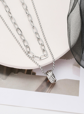新款双层叠戴项链轻奢小众设计感