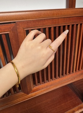 周家碎碎冰冰戒指女仿真黄金999金箍棒爆闪情侣素圈越南沙金戒指