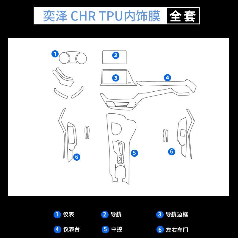 适用于18-21款丰田CHR奕泽内饰膜导航仪表贴膜中控内饰贴膜改装 - 图3