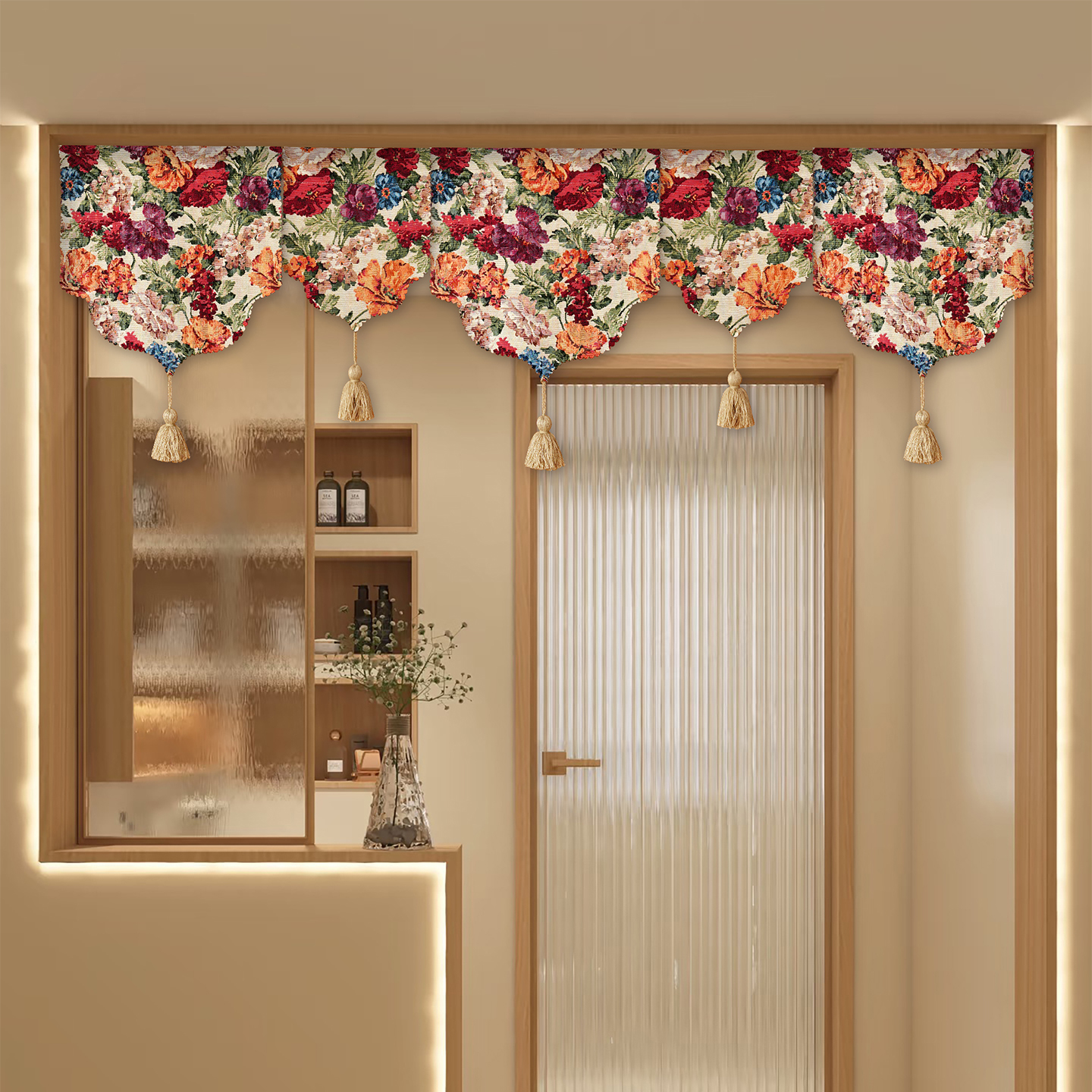 美式复古旗帘小吊旗入户装饰帘布艺门帘子高级感窗户挂帘门头短帘 - 图1