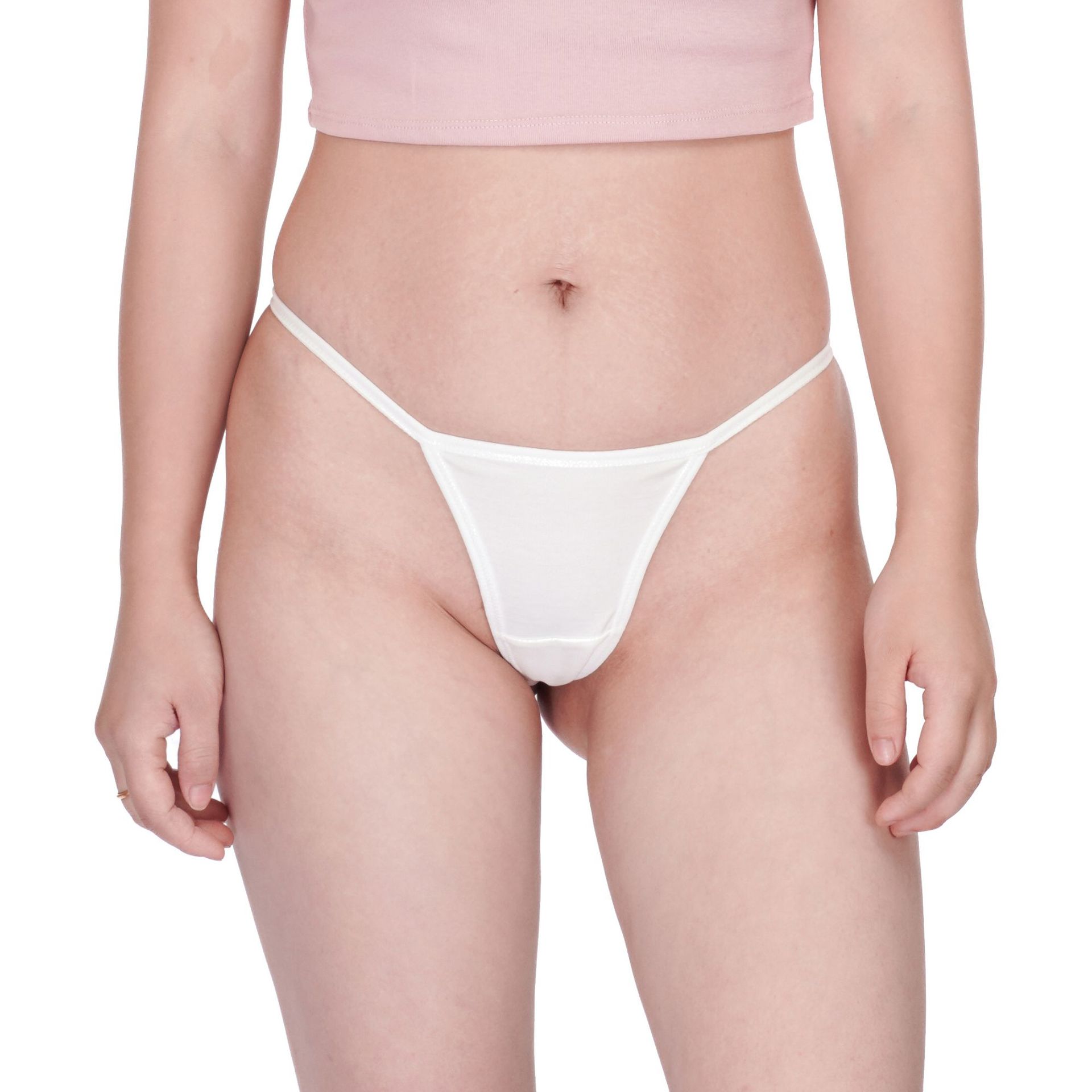 纯棉性感内裤女纯欲风细带丁字裤女纯色低腰打底T裤超小迷人短裤 - 图0