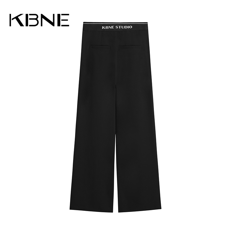 【商场同款】KBNE黑色休闲裤长裤2024夏季新款爆款直筒宽松女裤 - 图0