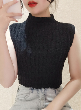 半高领蕾丝无袖背心女2025新款