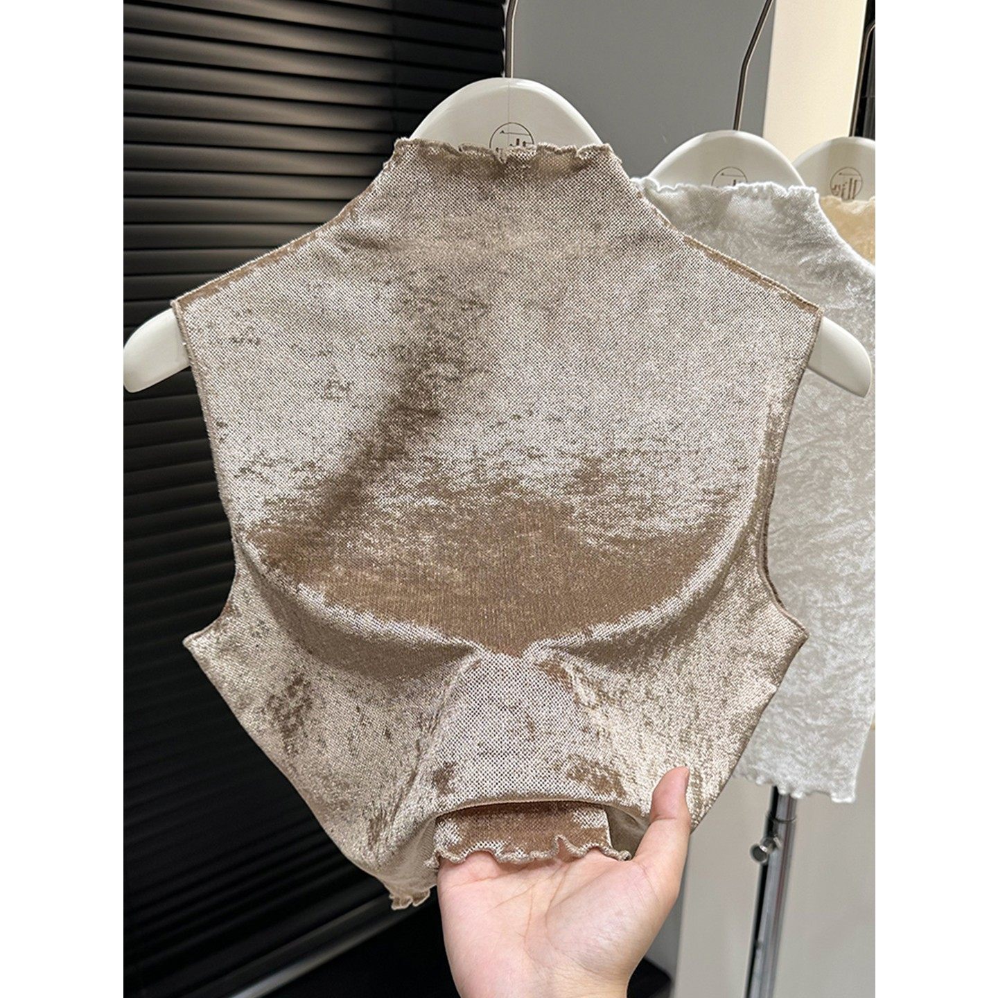 砖石毛假领子背心女木耳边无袖坎肩打底衫内搭毛衣秋冬半高领上衣,淘宝优惠券,粉丝福利购,淘宝优惠卷