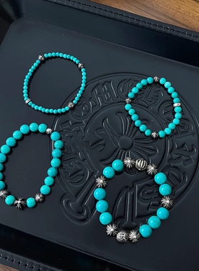 鹿晗小绿松石泰银珠十字架手钏