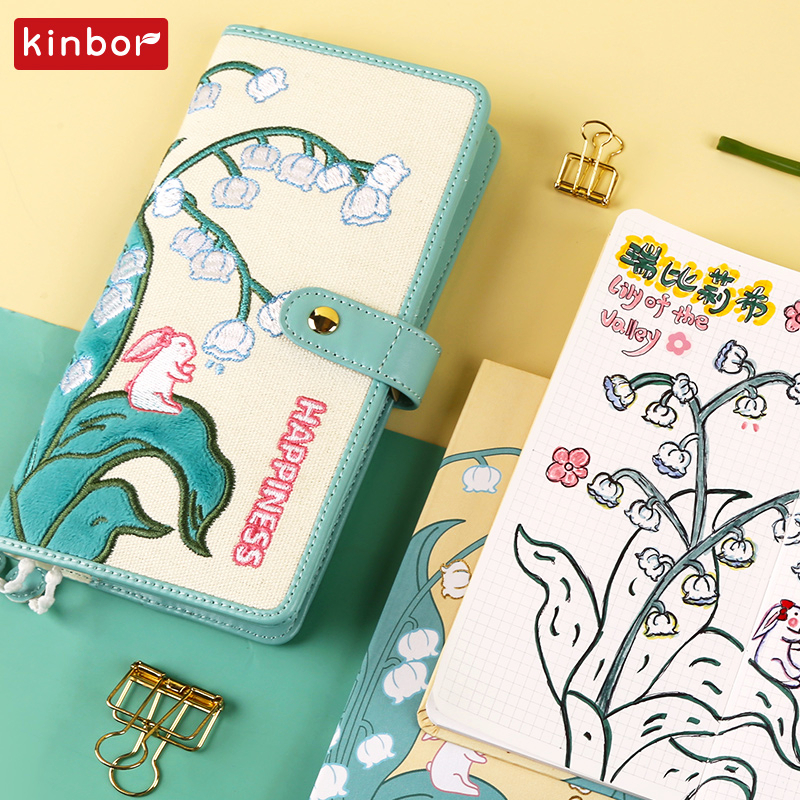 kinbor瑞比莉布与铃兰花周计划本weeks手帐本布面高颜值笔记本子女生日记本自律打卡本效率手账本日程本 - 图2