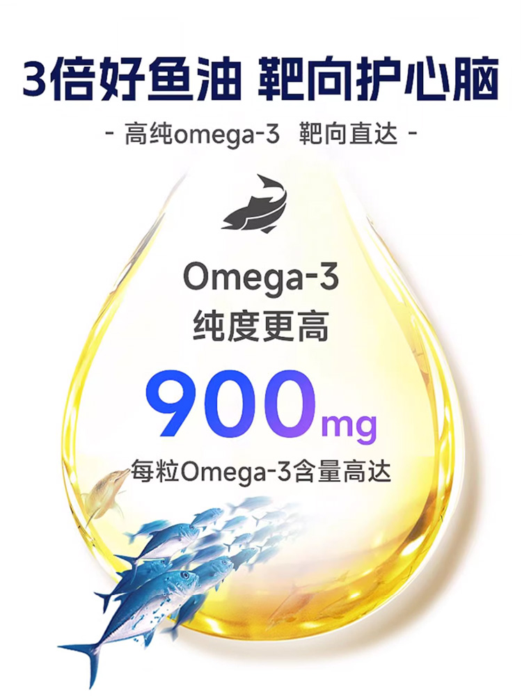 伟博天然3倍高纯度深海鱼油omega3成人血管养护DHA鱼油EPA 80粒 - 图0