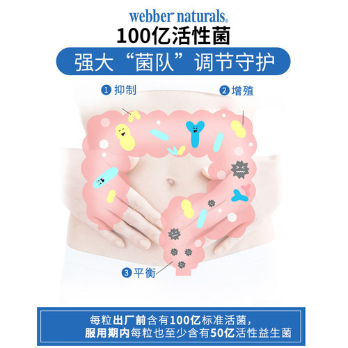 Webber Naturals成人肠道益生菌50亿肠道活性益生菌60粒*2瓶 - 图2