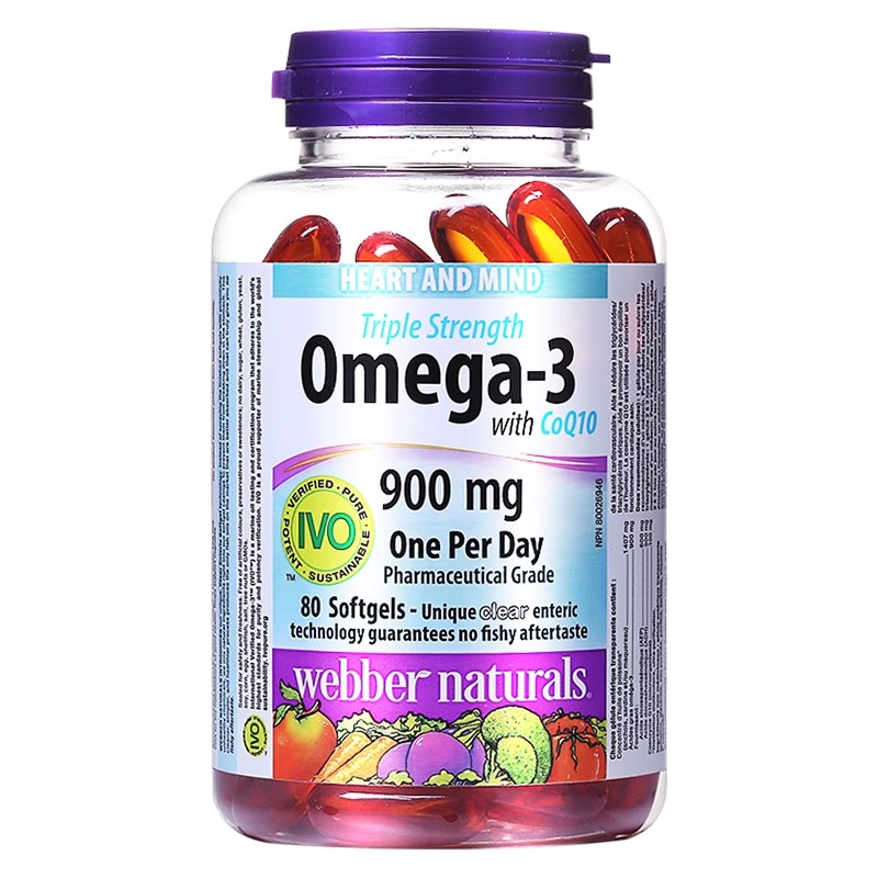 伟博3倍浓缩Omega3深海鱼油+100mg辅酶Q10 欧米伽3成人软胶囊80粒 - 图3