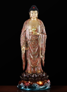 台湾纯铜西方三圣佛像摆件