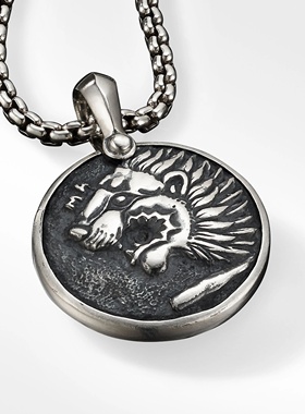 复古银叠戴吊坠锁骨链