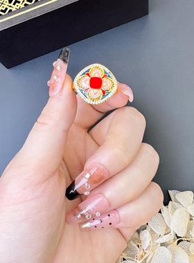 中国风沙金古法四叶花首饰套装