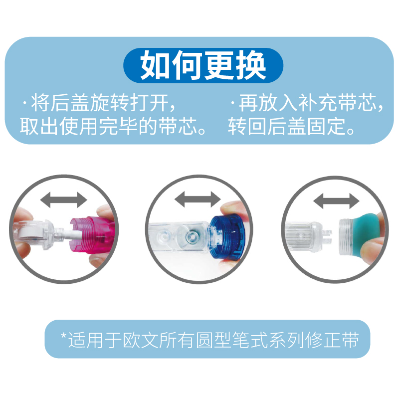 买2份送1本体 台湾oval欧文修正带替芯按动旋转笔式透明涂改带马卡龙色可替换芯学生用错字改正可爱动物限定 - 图3