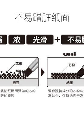 日本三菱防蹭脏铅芯晕染防污不易