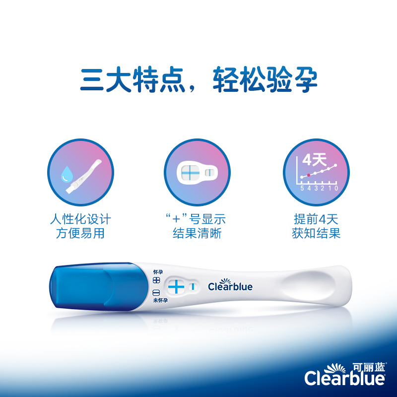 可丽蓝/Clearblue早早孕测试笔早孕试纸2支装测孕验孕孕检棒ME - 图1