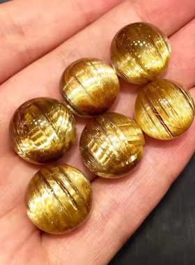 7A收藏天然金发晶散珠 钛晶单珠无孔转运圆珠DIY水晶多宝手串配珠