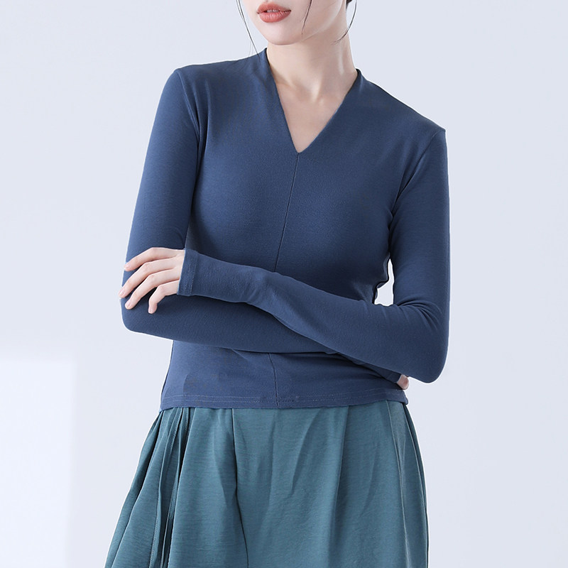 艾舞戈舞蹈上衣练功服春秋v领古典舞中国舞蹈服现代舞长袖套指女