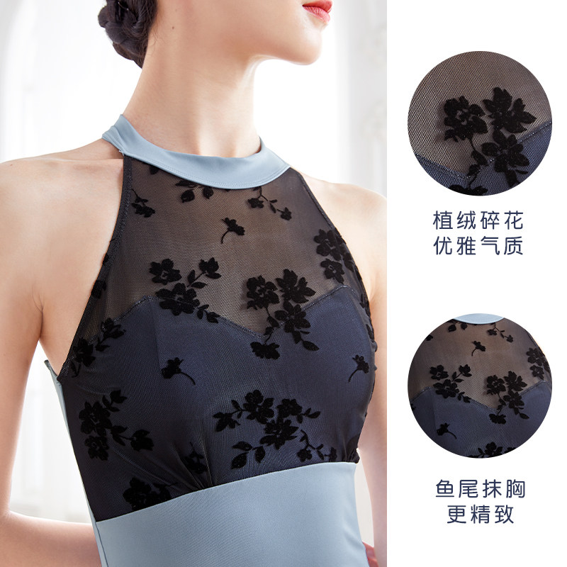 芭蕾舞服植绒大背连体服中国舞蹈服 艾舞戈芭蕾舞服