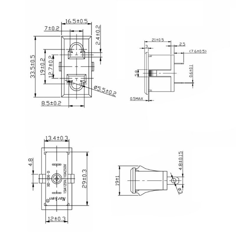 AC电源插座 欧标美标国标两孔10A卡式机柜连接器插座模块16*33mm - 图0