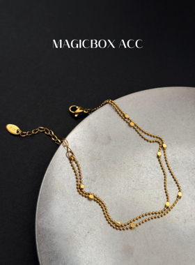MAGICBOXACC轻奢风简约小方块双层钛钢手链小众设计感百搭手饰女